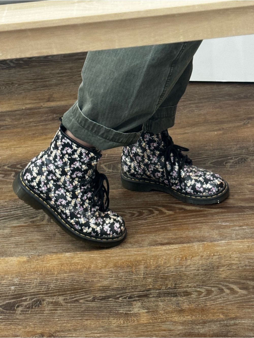 Dr. Martens 1460 Floral Combat Boots Black Victorian Flowers